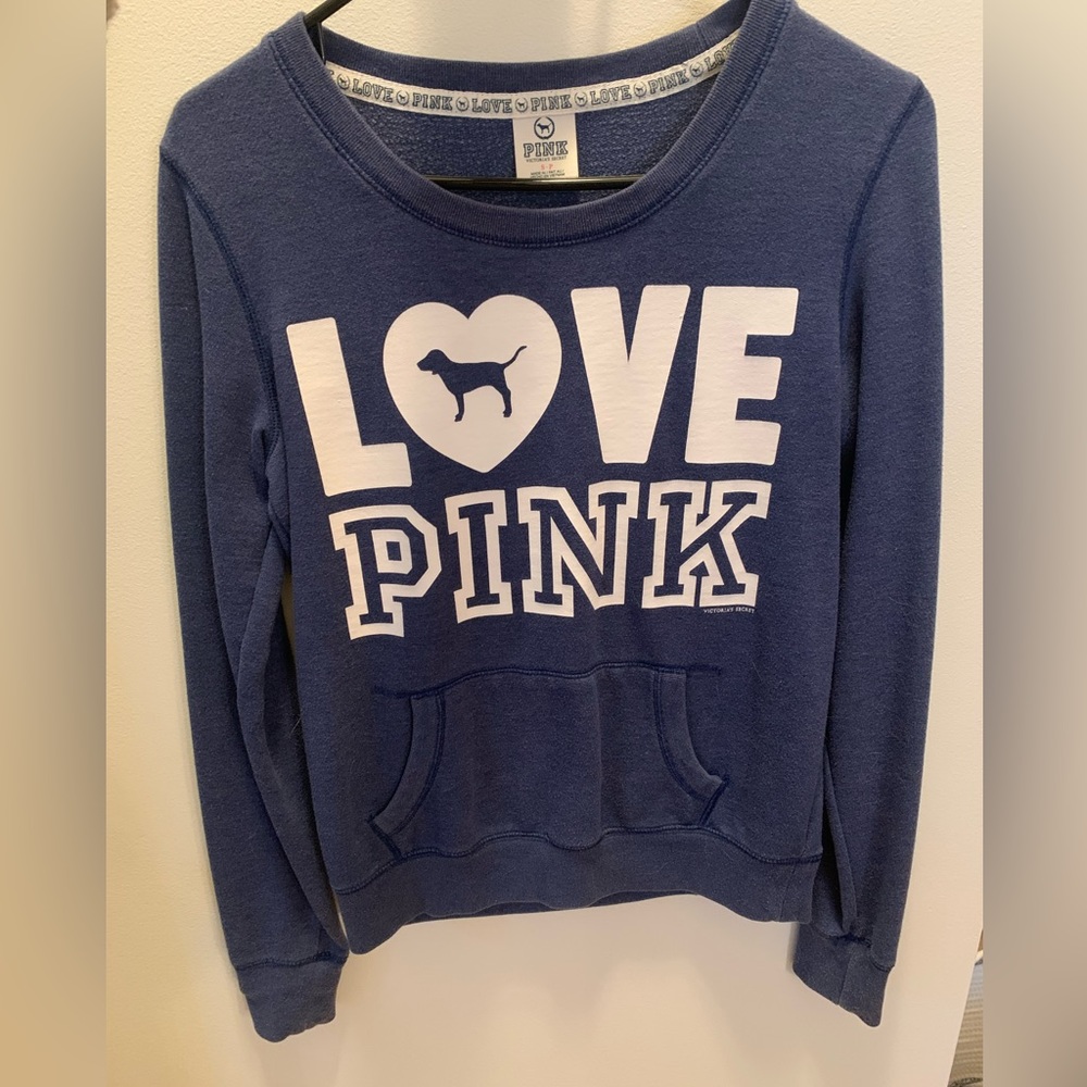 PINK Crew Neck Terry Sweatshirt